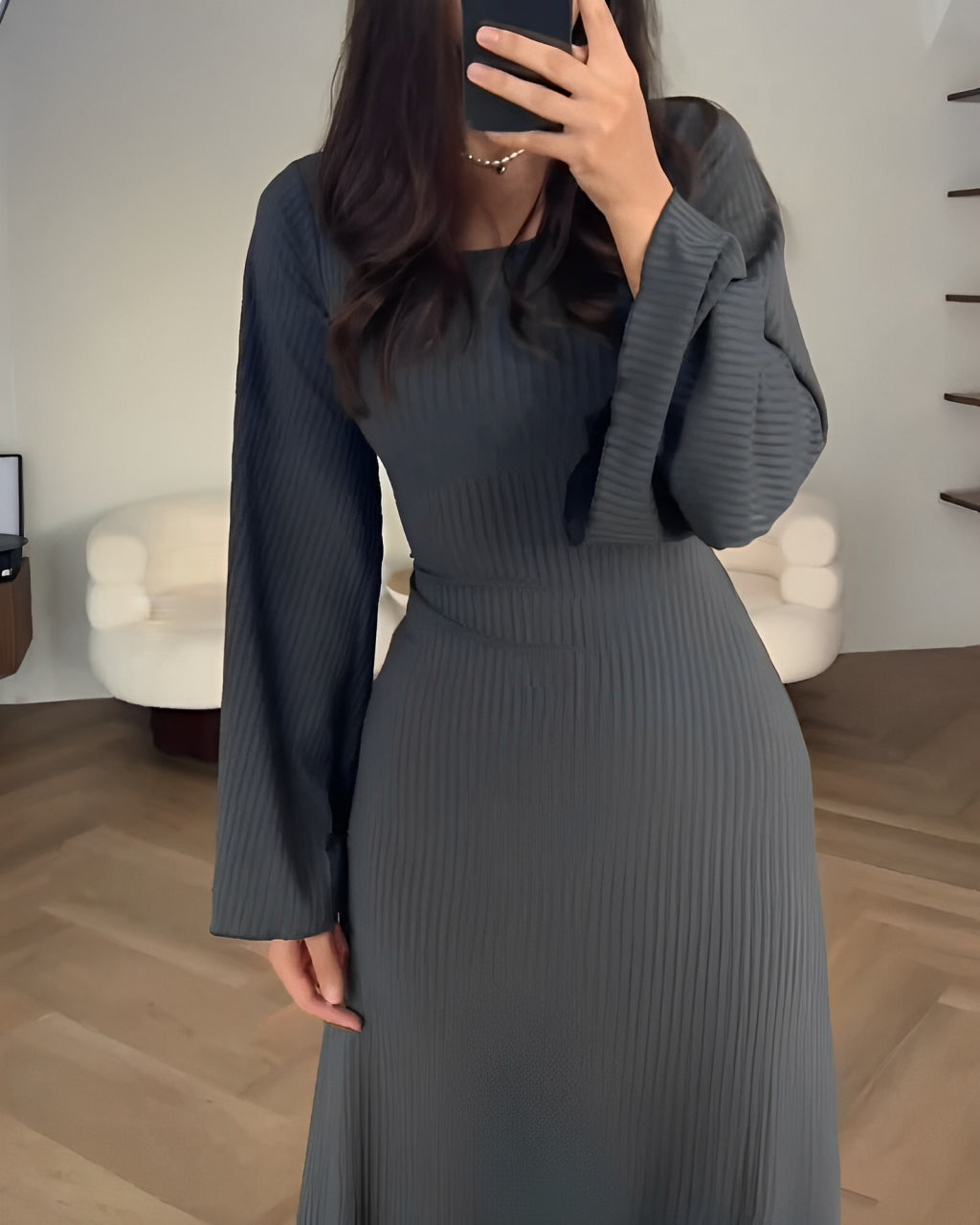 Ribbed Knit Midi Dress