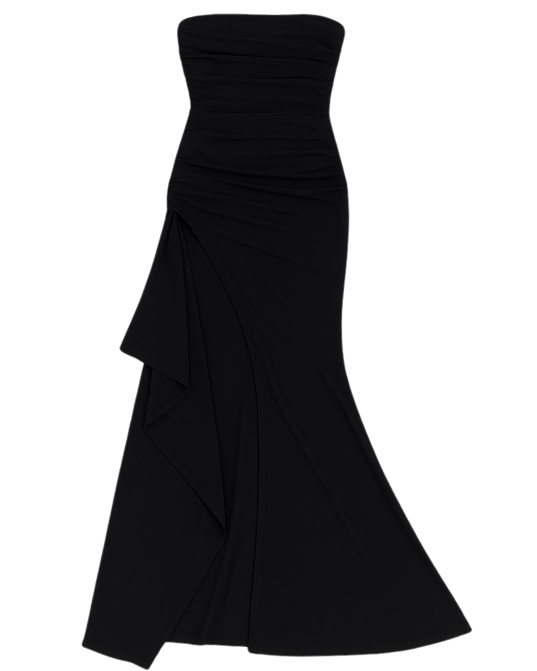 Strapless Evening Gown with Front Slit