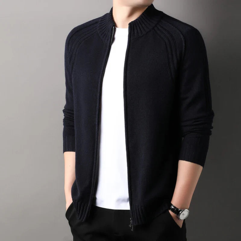 Premium Double-Zip Slim-Fit Cardigan