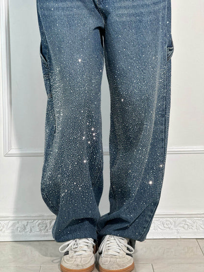 High-Waist Glitter Denim