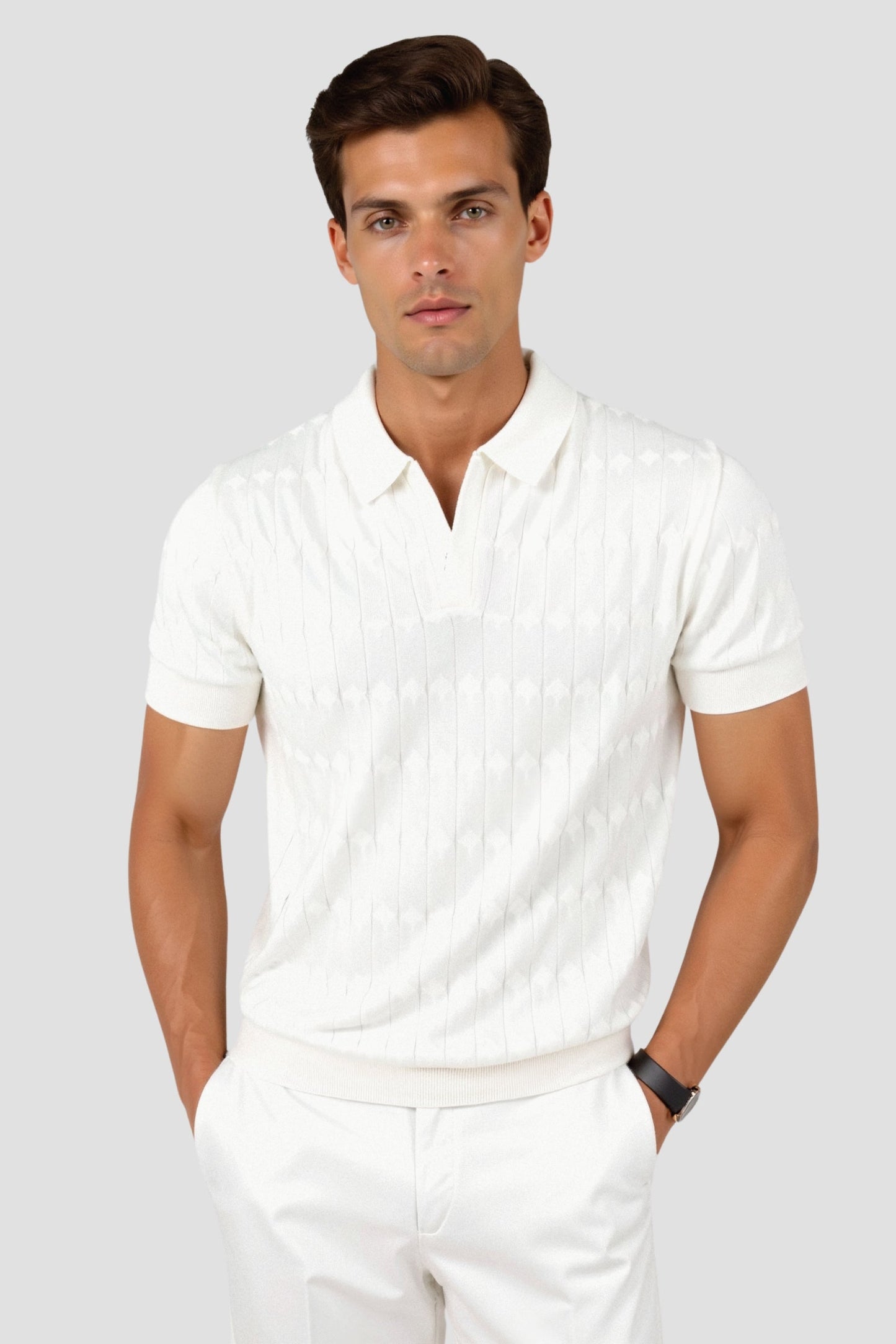 Premium V-Neck Knit Polo
