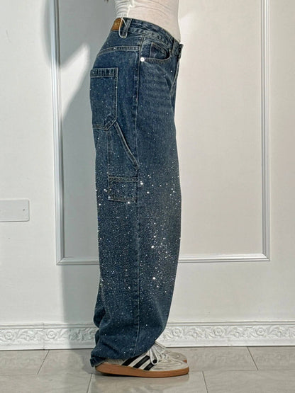 High-Waist Glitter Denim