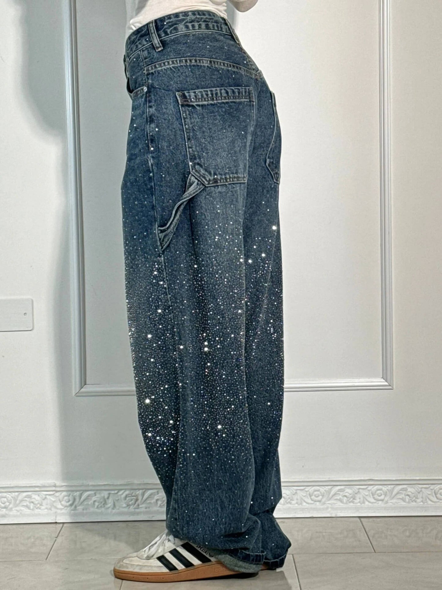 High-Waist Glitter Denim