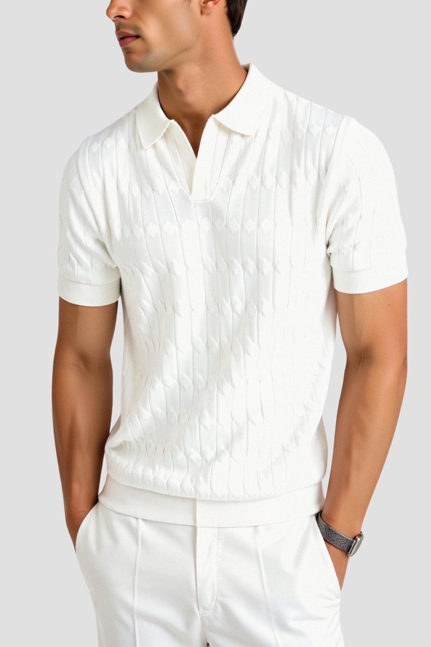 Premium V-Neck Knit Polo