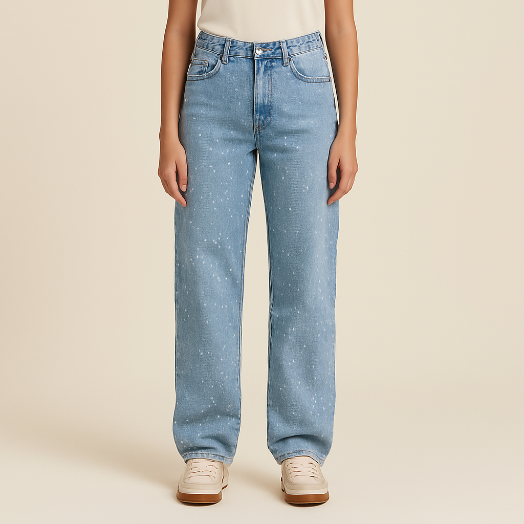 High-Waist Glitter Denim