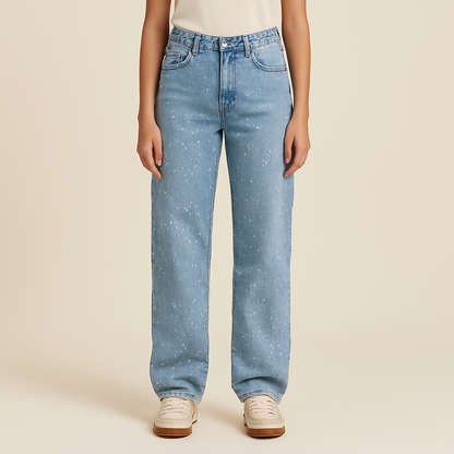 High-Waist Glitter Denim