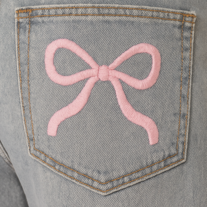 Pink Bow Baggy Jeans