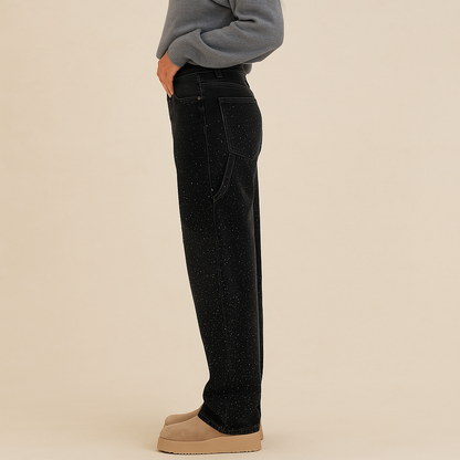 High-Waist Glitter Denim