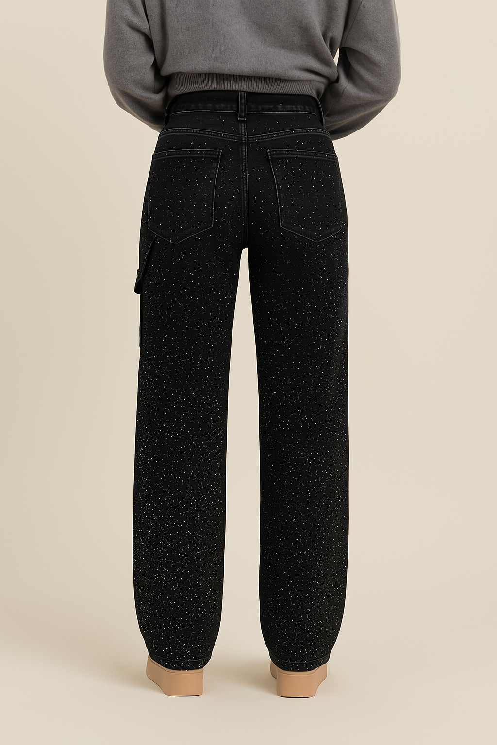 High-Waist Glitter Denim