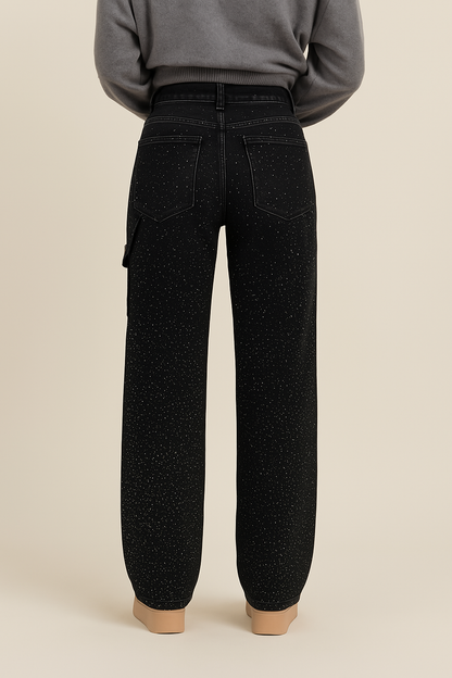 High-Waist Glitter Denim