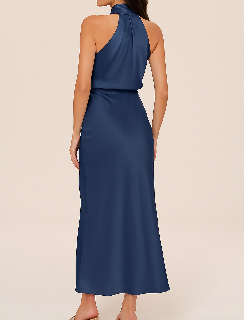 Silk Drape Neck Dress