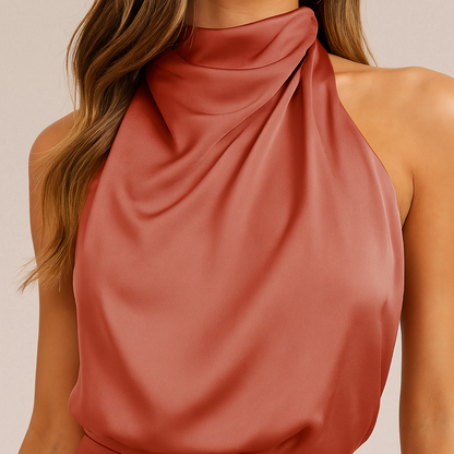 Silk Drape Neck Dress