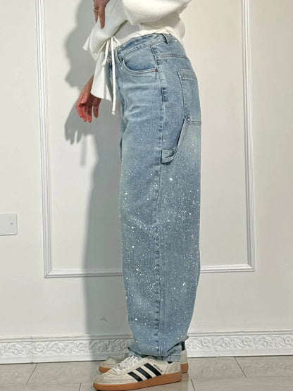 High-Waist Glitter Denim