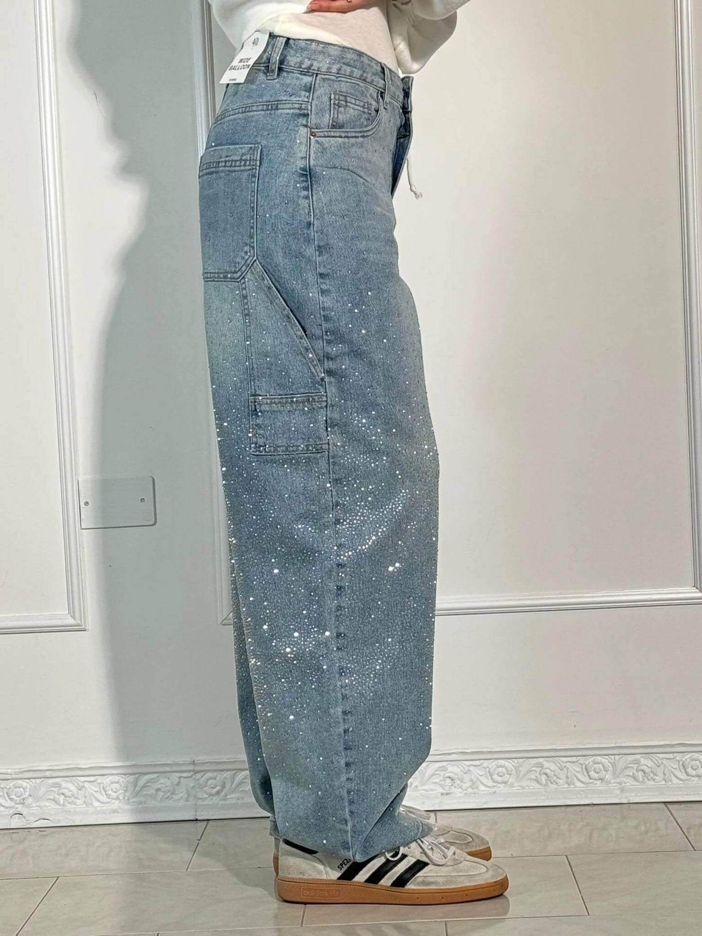 High-Waist Glitter Denim