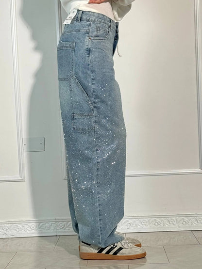 High-Waist Glitter Denim