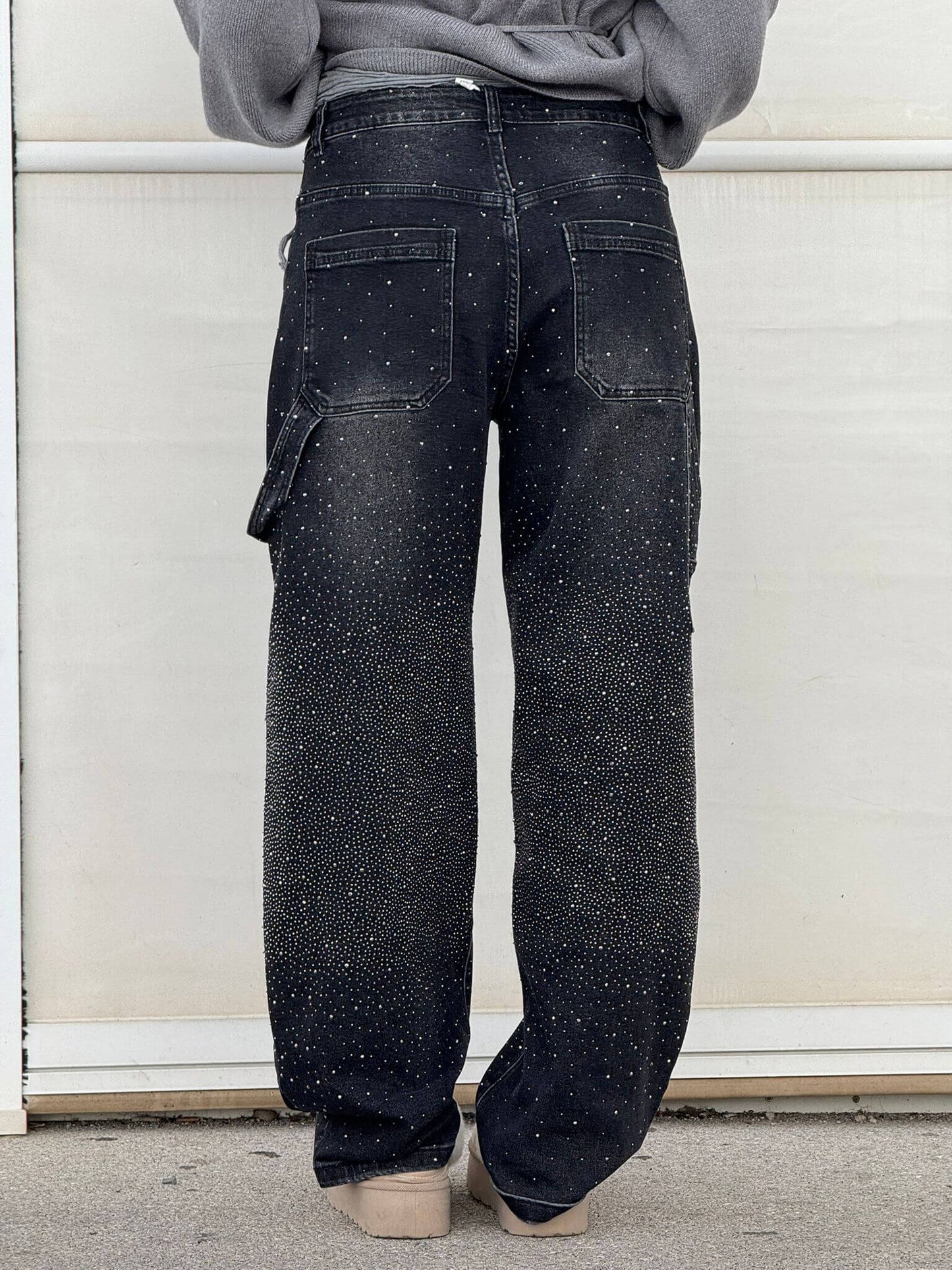High-Waist Glitter Denim