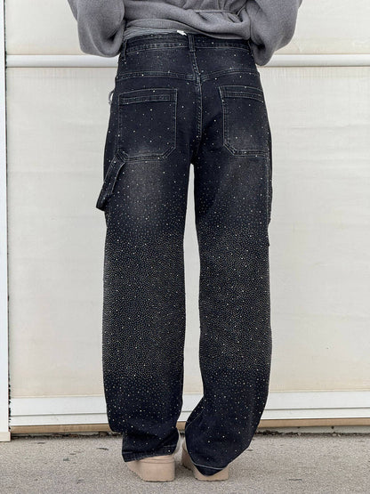 High-Waist Glitter Denim