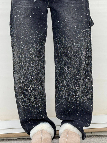 High-Waist Glitter Denim