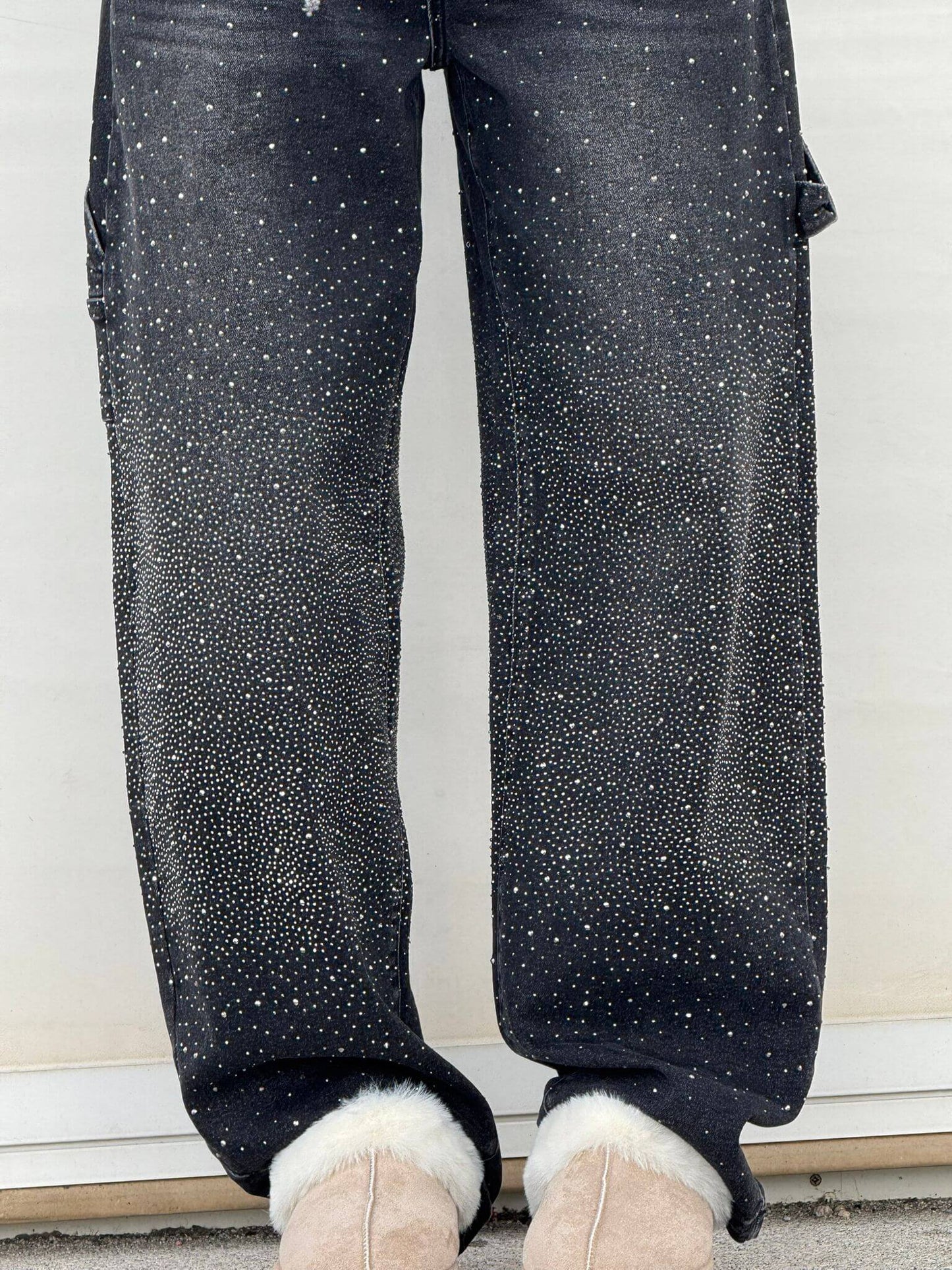 High-Waist Glitter Denim