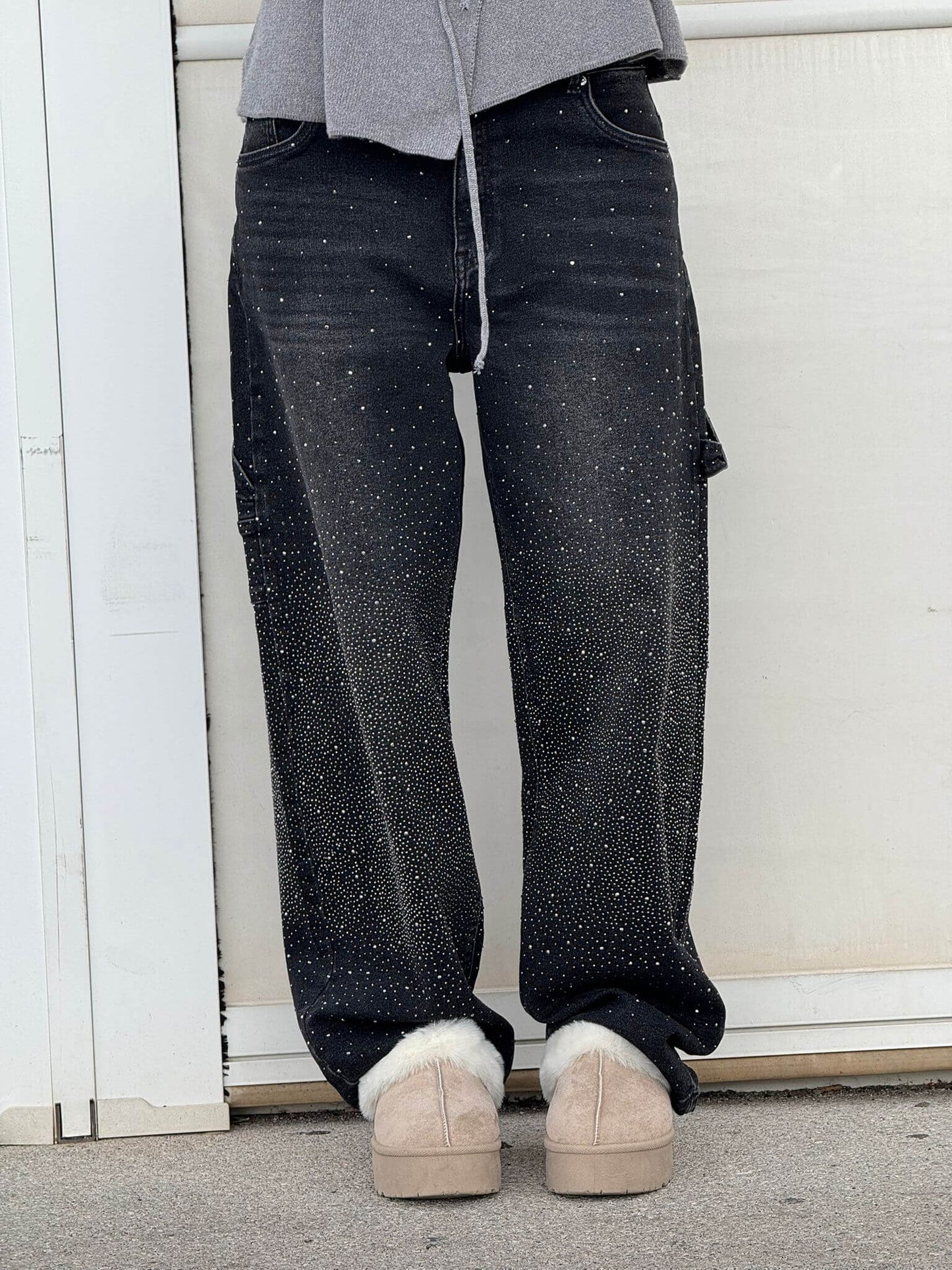 High-Waist Glitter Denim