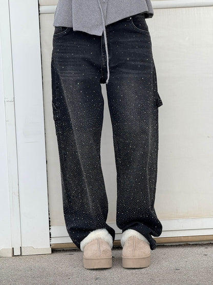 High-Waist Glitter Denim
