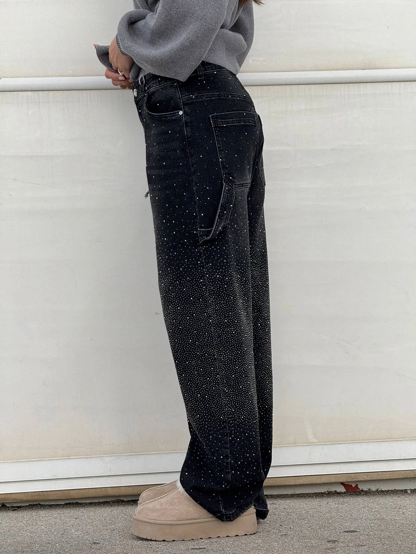 High-Waist Glitter Denim