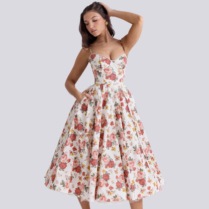 Midi Dress with Spaghetti Straps