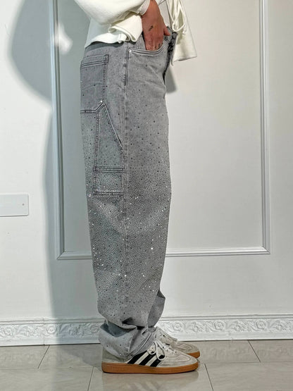 High-Waist Glitter Denim