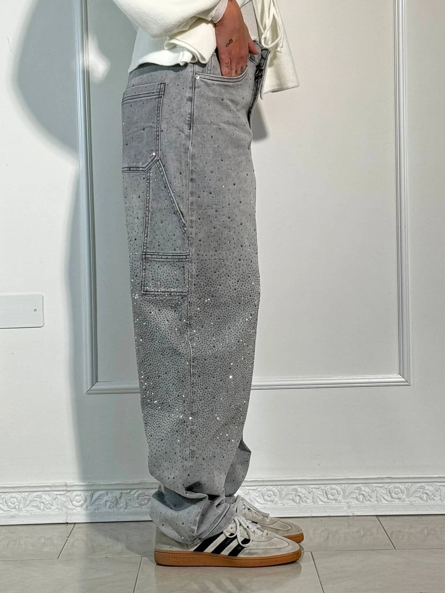 High-Waist Glitter Denim