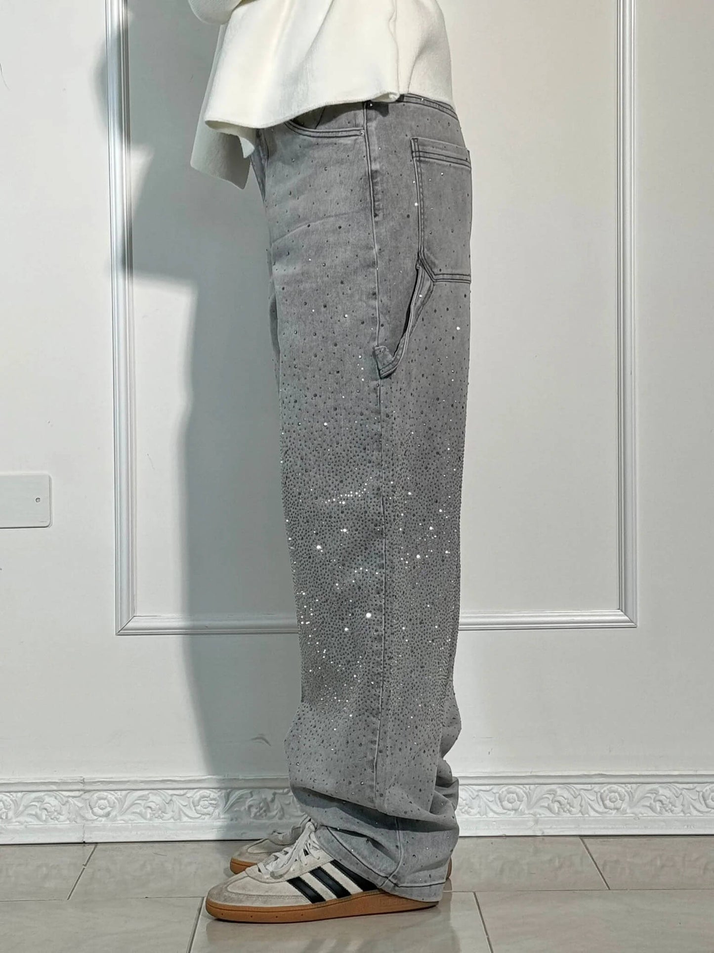 High-Waist Glitter Denim