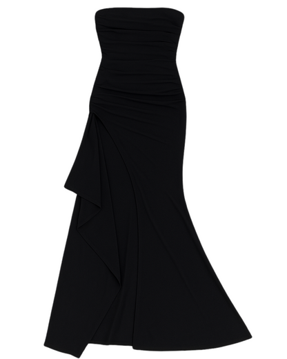 Strapless Evening Gown with Front Slit