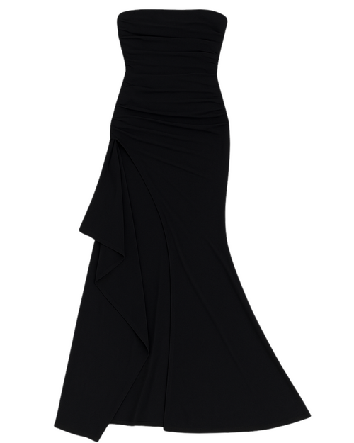 Strapless Evening Gown with Front Slit