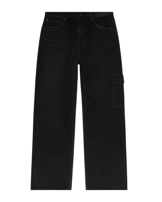 High-Waist Glitter Denim