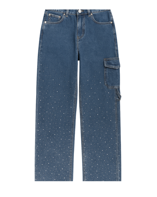 High-Waist Glitter Denim