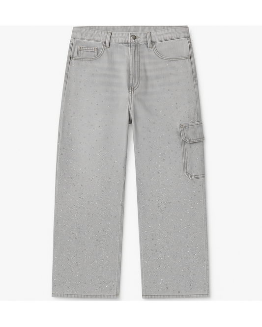 High-Waist Glitter Denim