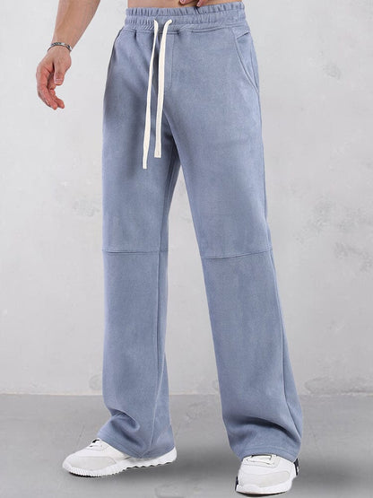 Casual Straight Leg Suede Pants