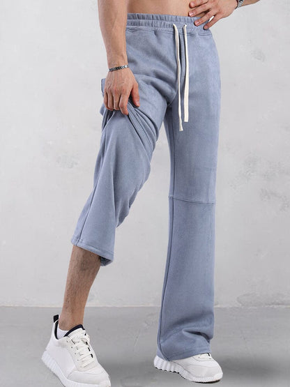 Casual Straight Leg Suede Pants