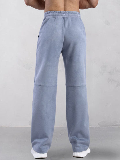 Casual Straight Leg Suede Pants