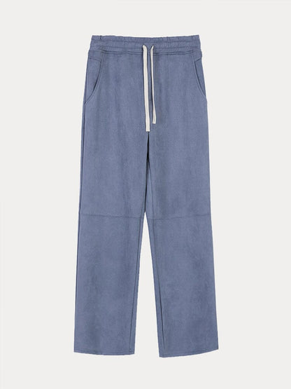Casual Straight Leg Suede Pants