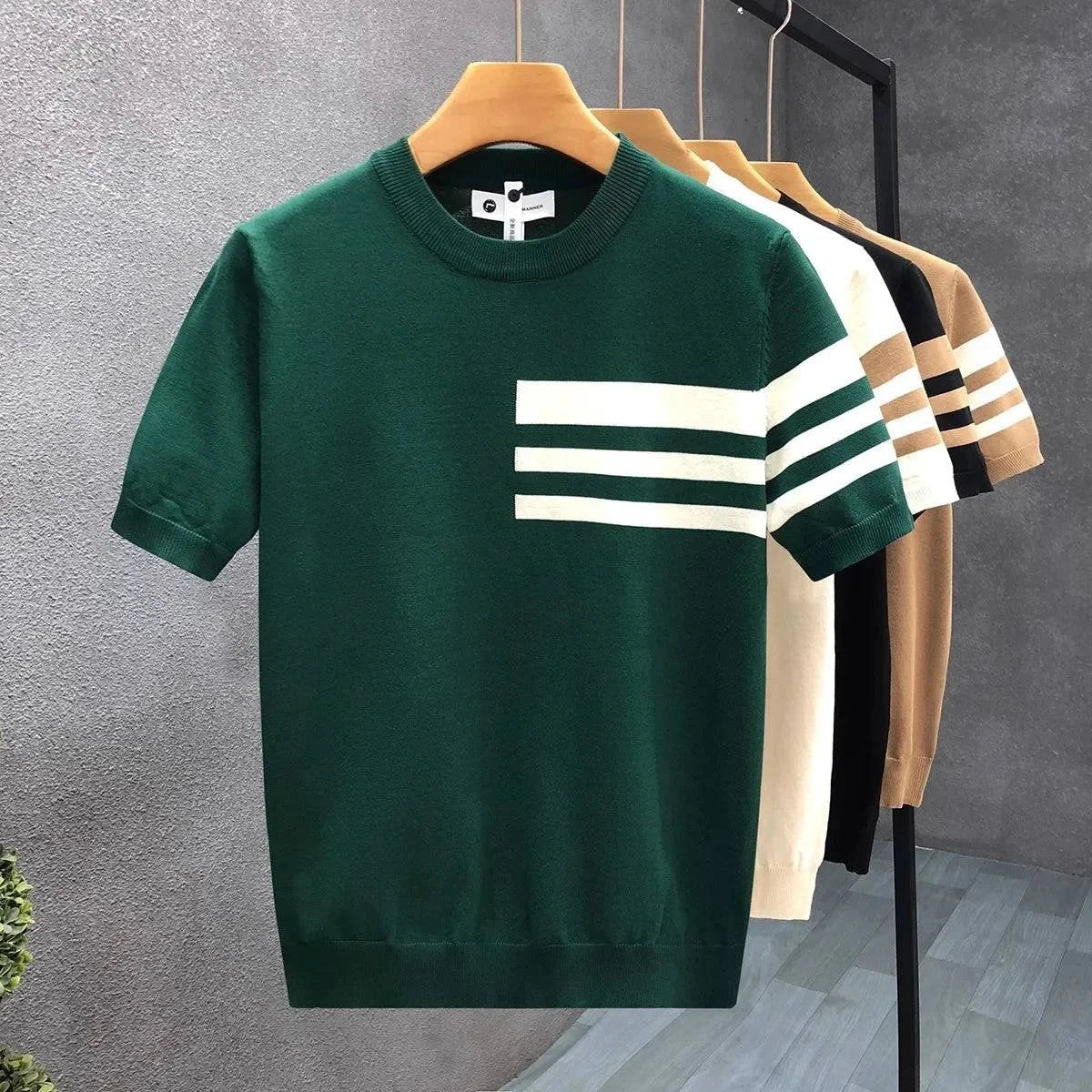 Modern Striped Short-Sleeve Shirt