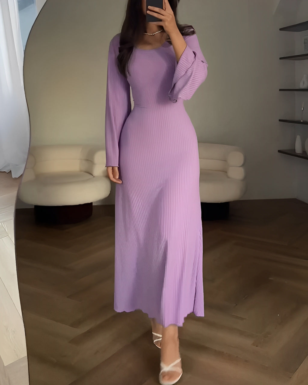 Ribbed Knit Midi Dress