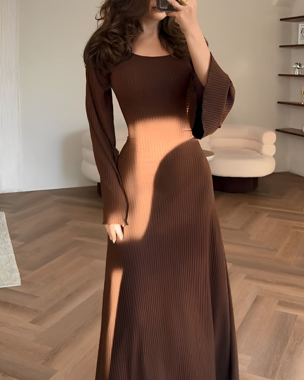 Ribbed Knit Midi Dress