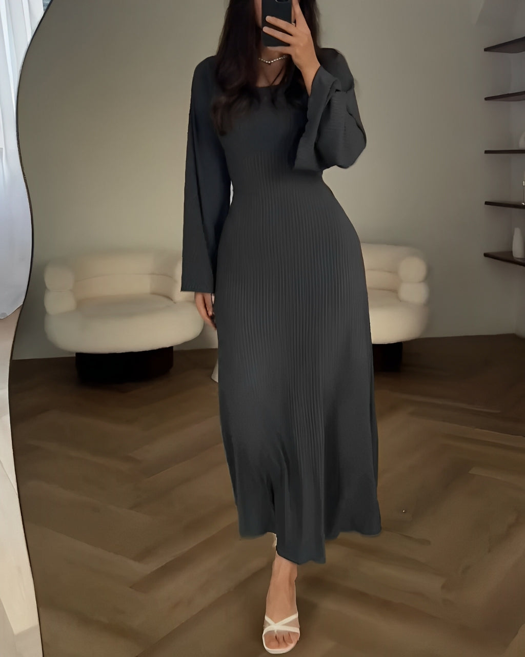 Ribbed Knit Midi Dress