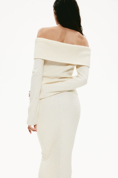 Off Shoulder Ribbed Sweater