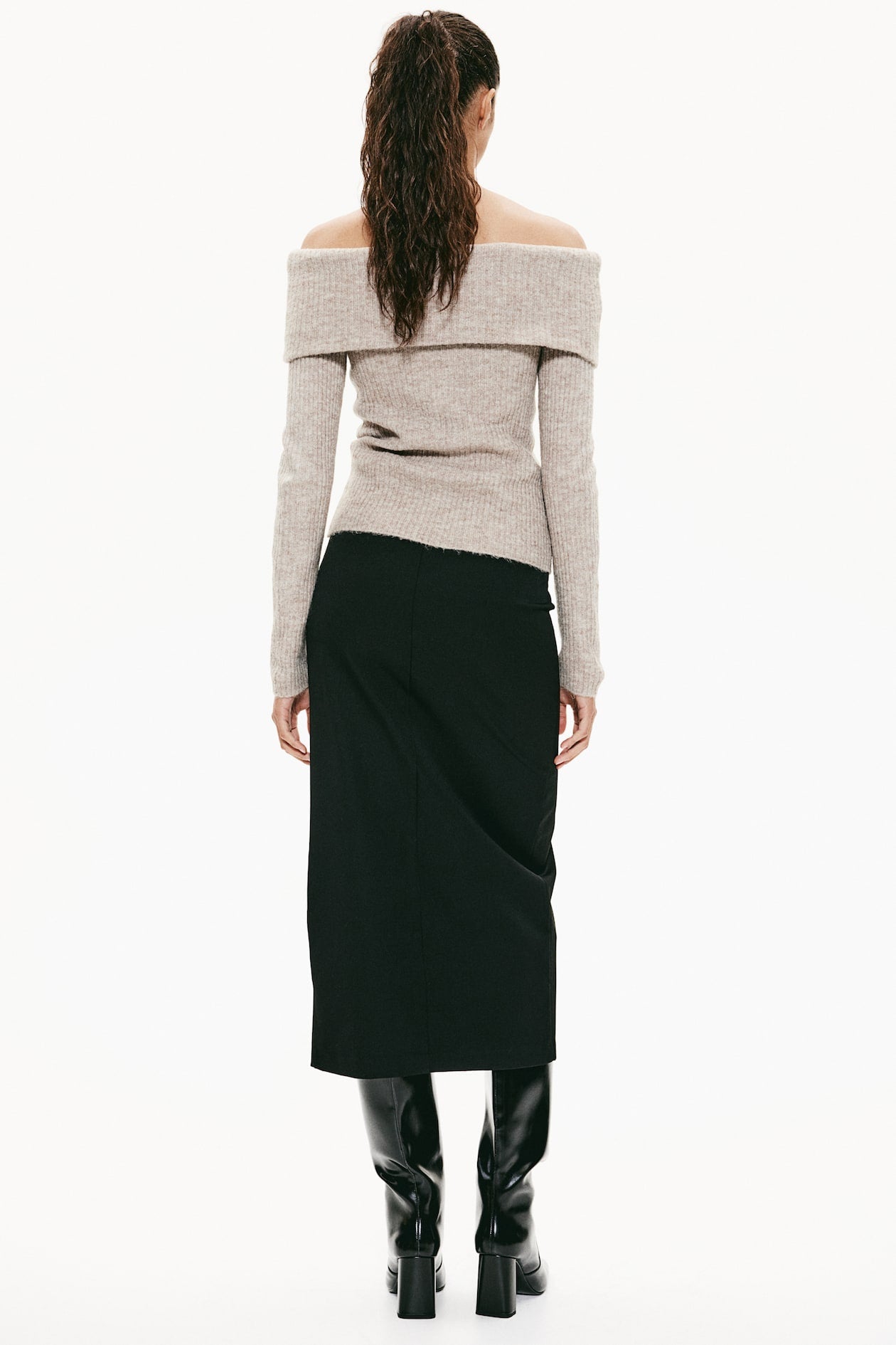 Off Shoulder Ribbed Sweater