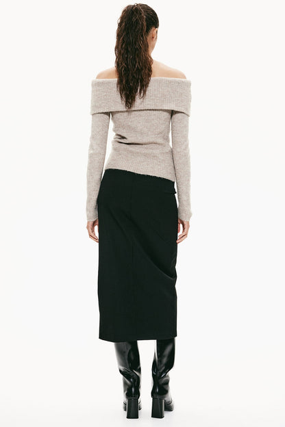 Off Shoulder Ribbed Sweater