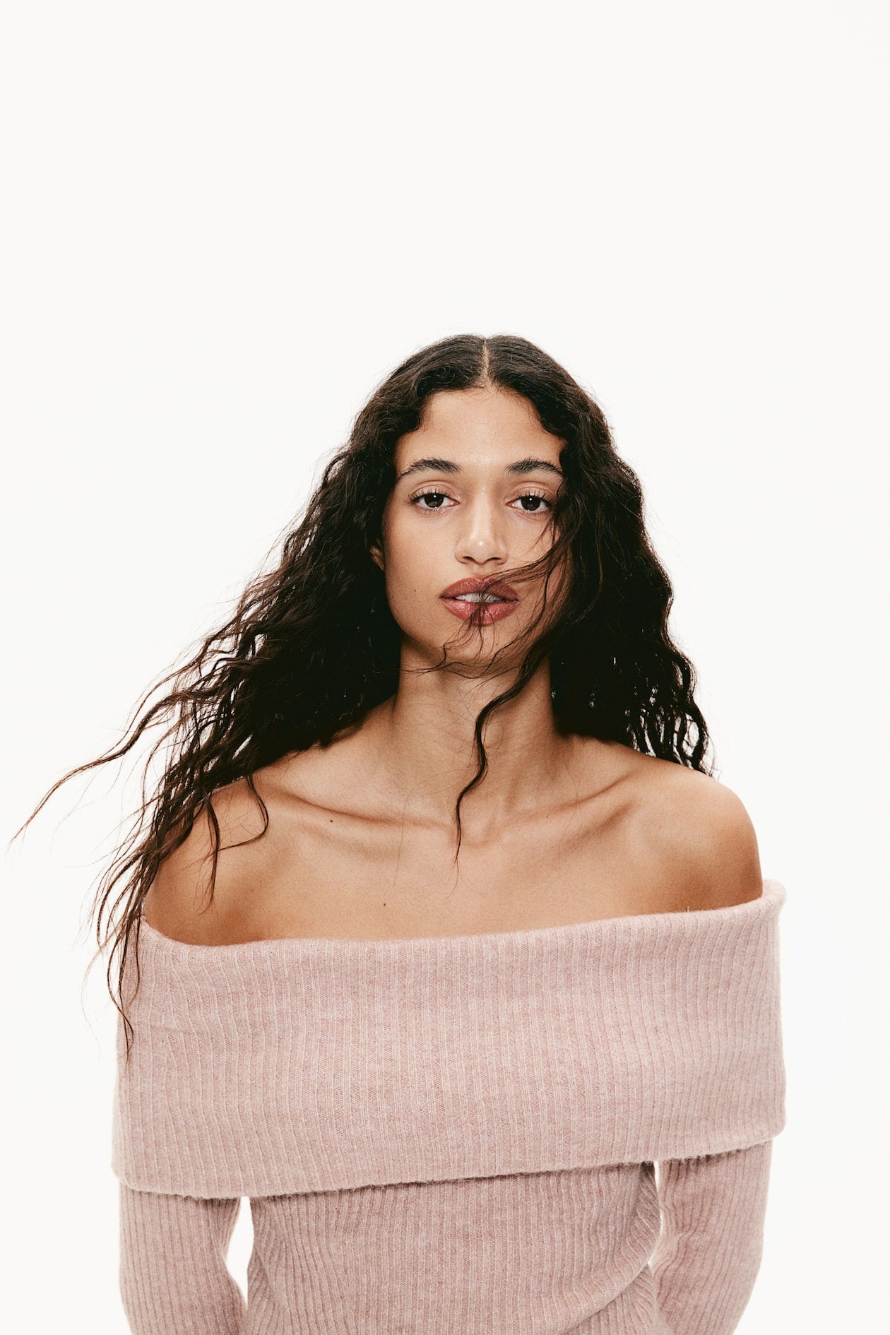 Off Shoulder Ribbed Sweater