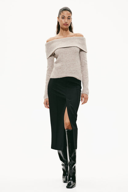 Off Shoulder Ribbed Sweater