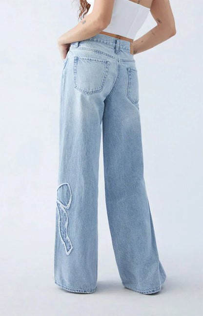 Pink Bow Baggy Jeans