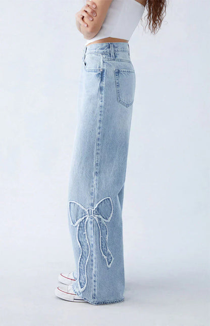 Pink Bow Baggy Jeans